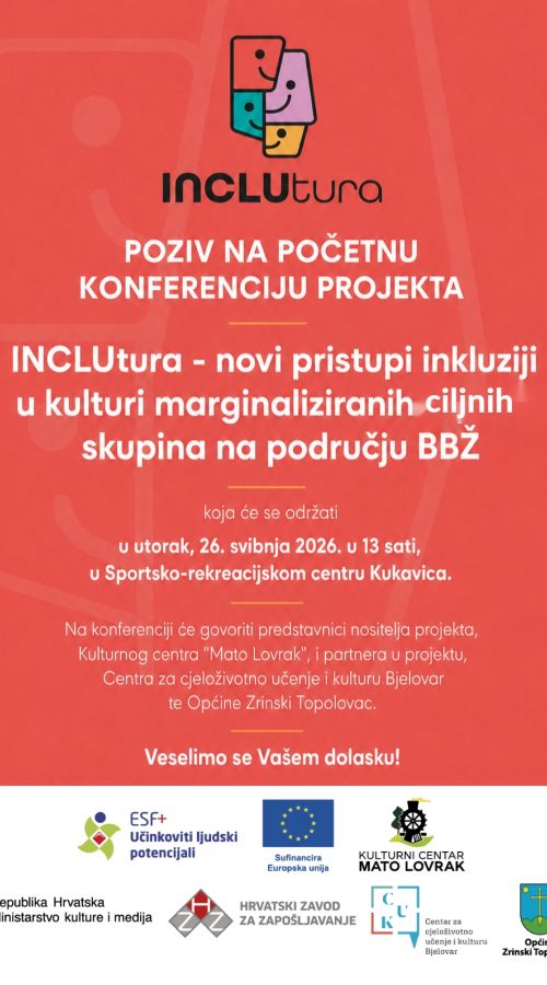 INCLUtura: Početna konferencija projekta u utorak, 26. svibnja INCLUtura: Početna konferencija projekta u utorak, 26. svibnja